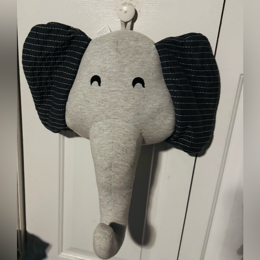 Plush Elephant Head Decor Nursery Wall Hanging